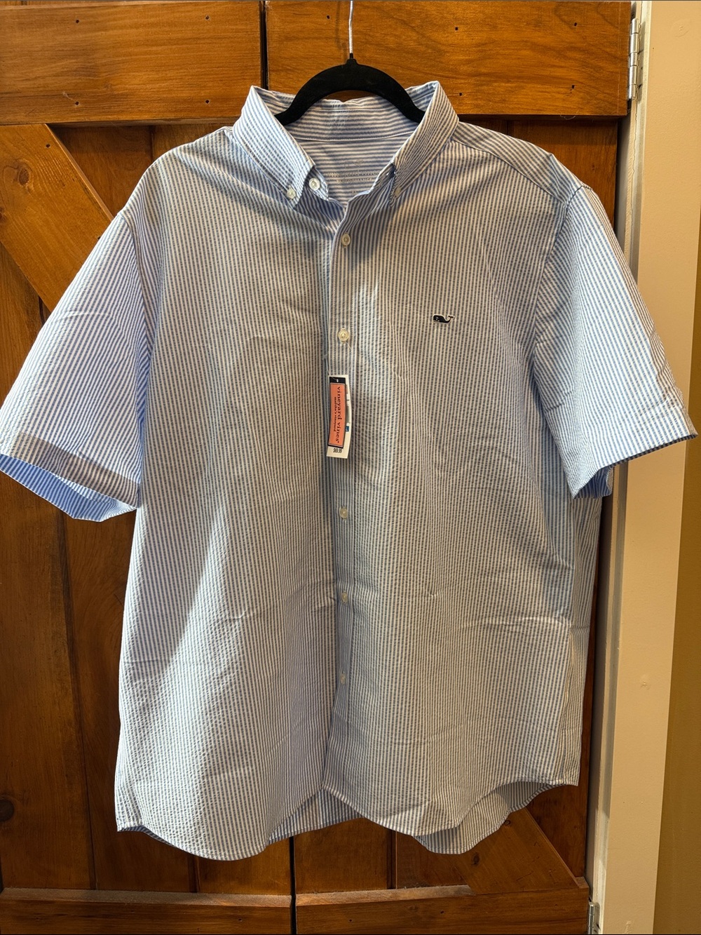 Vineyard Vines Performance classic fit seersucker bayside blue